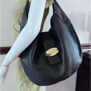 Mulberry Soho Large Brown Pebble Leather Hobo Women Shoulder Bag